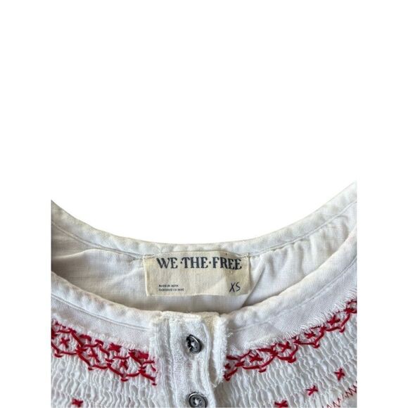 FREE PEOPLE HOLLY HENLEY size XS White Ivory Embroidered Boho Thermal - Picture 6 of 14